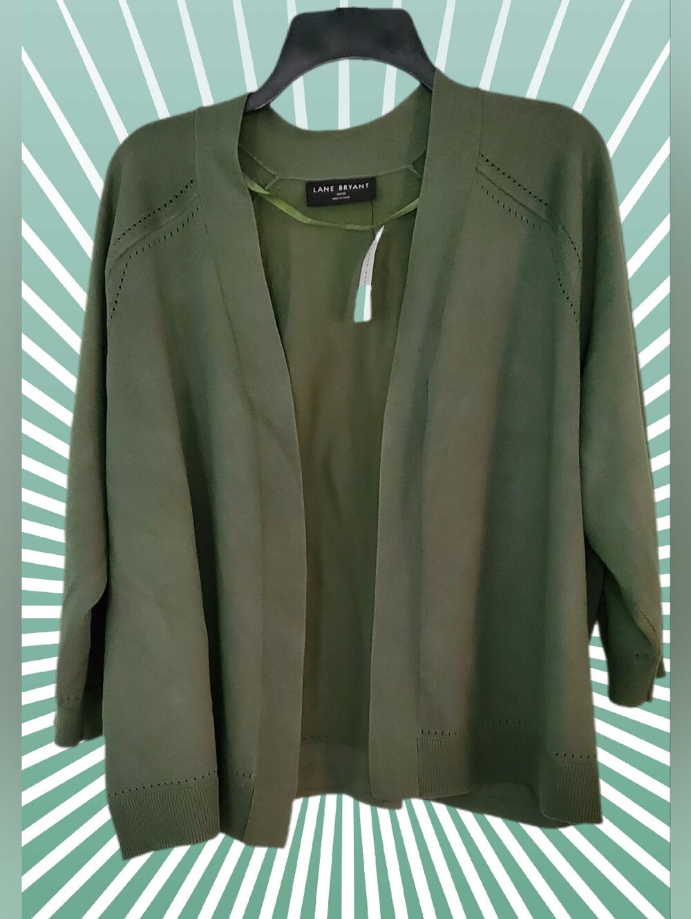 NWT Lane Bryant Olive Green Open Cardigan size 18-20